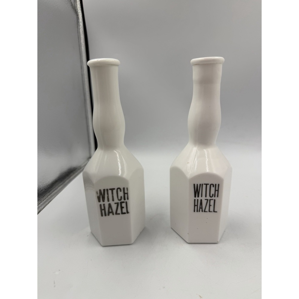 Antique Vintage Lot Of 2 Barber's Bottle Marked 'Witch Hazel' Bottles No Chips